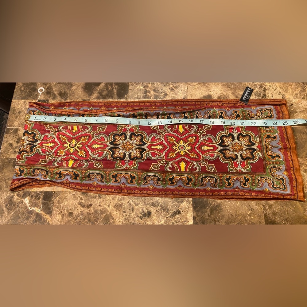 Oscar Da La Renta~100% Multi Colored Geometric Scarf - Picture 2 of 5